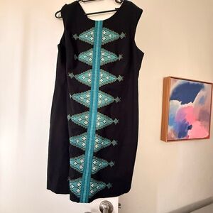 Tabitha Black and Teal Patterned Mini Dress